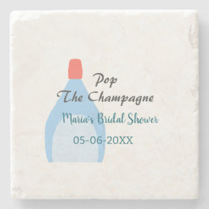 Posavasos De Piedra Descorcha el champán azul ducha de novia agregar n