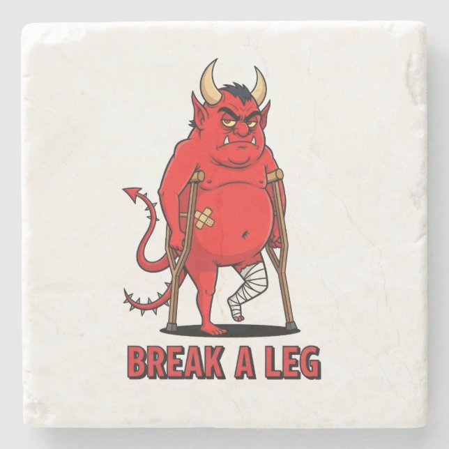 Posavasos De Piedra Desea Suerte Diablo (Anverso)