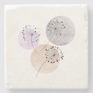 Posavasos De Piedra Deseos de Diente de León Minimalista Boho Neutro C