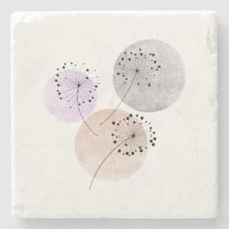Posavasos De Piedra Deseos de Diente de León Minimalista Boho Neutro C