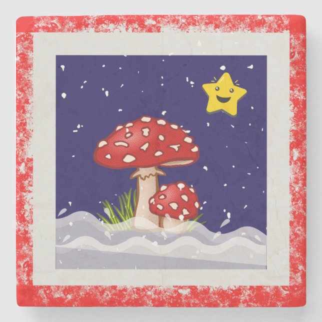 Posavasos De Piedra Deseos de Navidad, días nevando (Anverso)