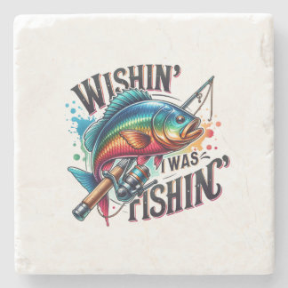 Posavasos De Piedra Deseos De Regalo De Pescador Que Estaba Pescando