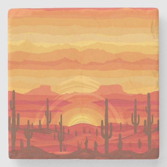 Posavasos De Piedra Desert Sunset Stone Coaster (Anverso)