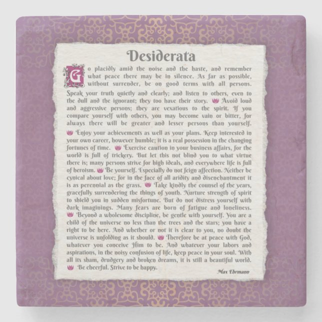 Posavasos De Piedra Desiderata - Cosas deseadas (Anverso)