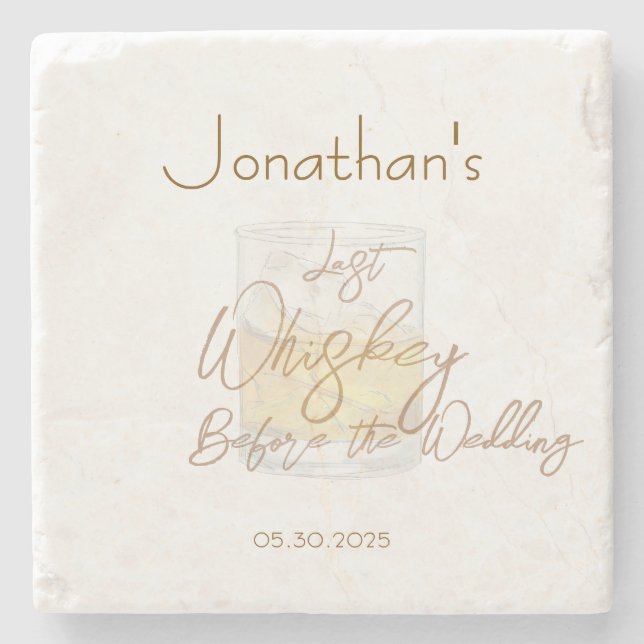 Posavasos De Piedra Despedida de soltero con Whiskey (Anverso)