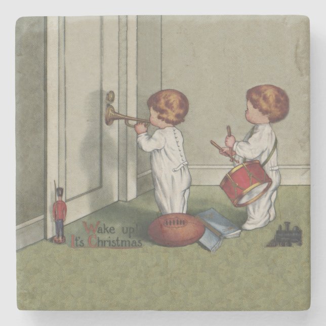 Posavasos De Piedra Despierta a sus Navidades ilustracion infantil lin (Anverso)