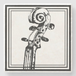 Posavasos De Piedra Desplazamiento de violín blanco y negro con líneas