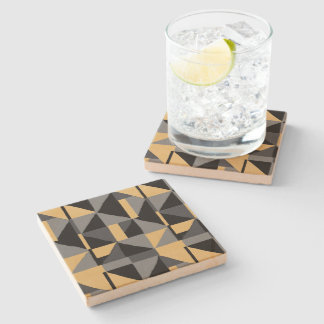 Posavasos De Piedra Dessous-de-Verre Carré en Grès Noir, Gris et Or