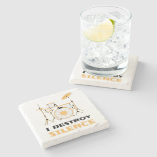 Posavasos De Piedra Destruyo el Silencio Baterista Divertido