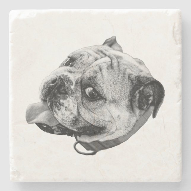 Posavasos De Piedra Detalle sutil de mascota (Anverso)