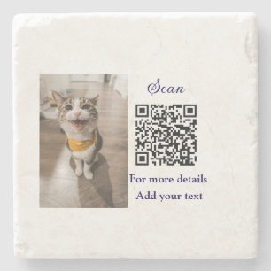 Posavasos De Piedra Detalles simples de nombres de animales Código QR 