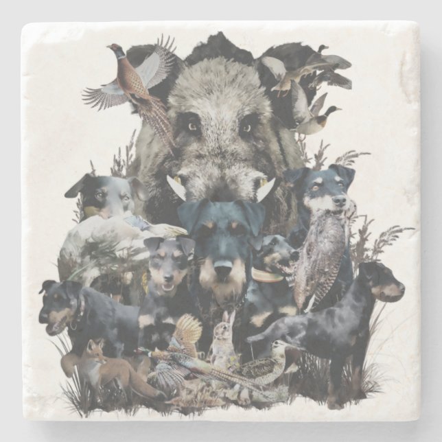 Posavasos De Piedra Deutscher Jagdterrier (Anverso)