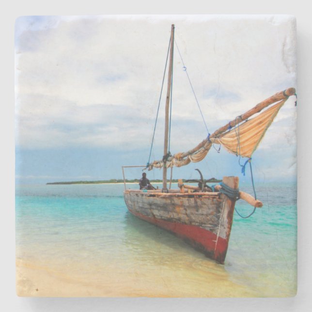 Posavasos De Piedra Dhow tradicional, Zanzíbar, Tanzania (Anverso)