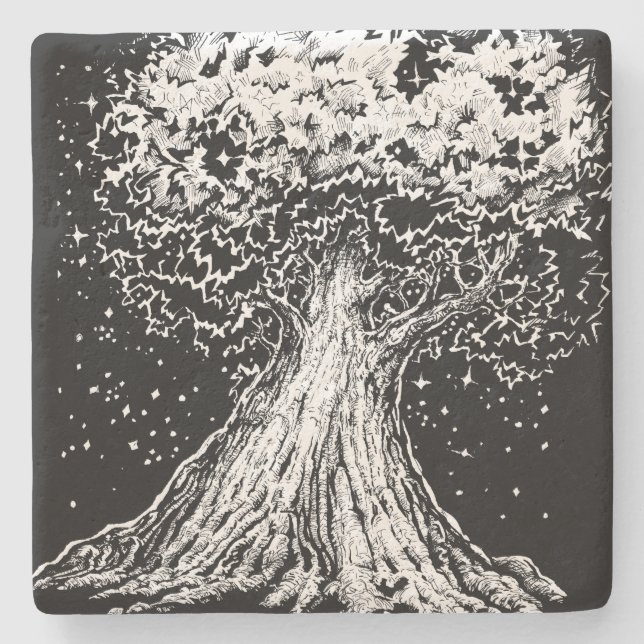 Posavasos De Piedra Día 8 de octubre de 2018 - Árbol de estrellas (Anverso)