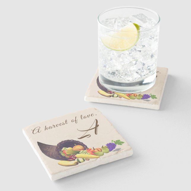 Posavasos De Piedra Día de Acción de Gracias Monogramado (Subido por el creador)