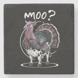 Posavasos De Piedra Día de Acción de Gracias Pavo Divertido Vaca Moo O