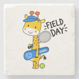 Posavasos De Piedra Día de Campo de Tenis de Jirafa Adorable – Persona