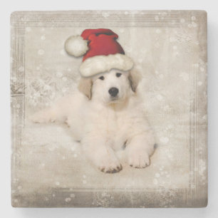 Posavasos De Piedra Día de fiesta del navidad - gorra de Santa del