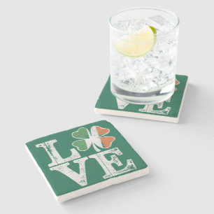 Posavasos De Piedra Día de San Patricio Amor Afortunado Trébol Verde I