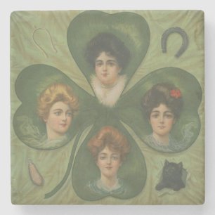 Posavasos De Piedra Día de San Patricio Arte Vintage de la Señora Suer