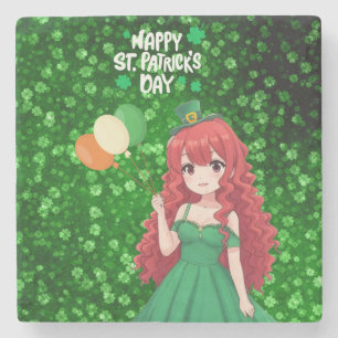 Posavasos De Piedra Día de San Patricio lindo, clase de anime irlandés