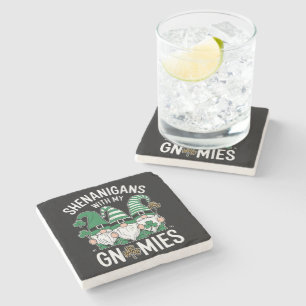 Posavasos De Piedra Día de San Patricio Shamrock Afortunado Gnomos Leo