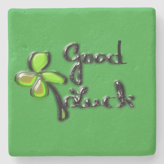 Posavasos De Piedra Día de San Patricio ‎ trébol de cuatro hojas (Anverso)