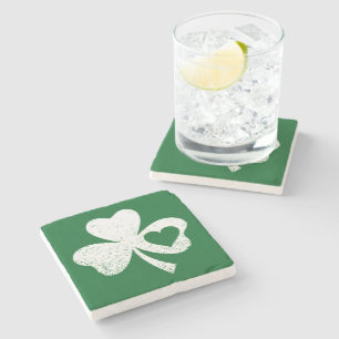Posavasos De Piedra Día de San Patricio Verde Corazón de trébol de Pat