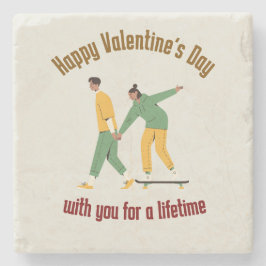 Posavasos De Piedra Día de San Valentín de Pareja Linda