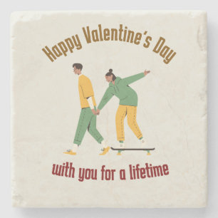Posavasos De Piedra Día de San Valentín de Pareja Linda