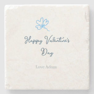 Posavasos De Piedra Día de San Valentín feliz azul amor nombre flor rú