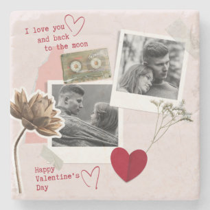 Posavasos De Piedra Día de San Valentín foto de pareja en blanco y neg