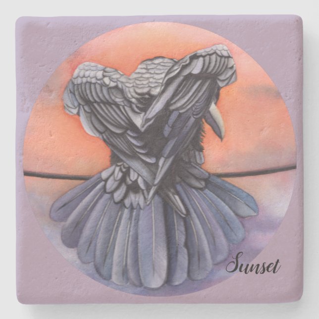 Posavasos De Piedra Diablo El Raven Beber la cuenca acuática de Crow (Anverso)