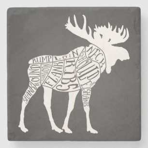 Posavasos De Piedra Diagrama de carnicería carne corta alce de caza d