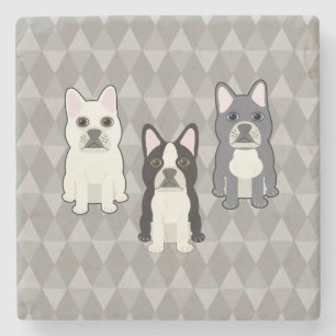 Posavasos De Piedra Diamantes grises Frenchies