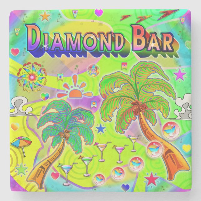 Posavasos De Piedra Diamond Bar Mind Focus Coaster (Anverso)