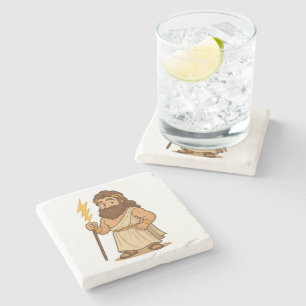 Posavasos De Piedra Dibujo Animado Adorable Zeus – Dios del Trueno de 
