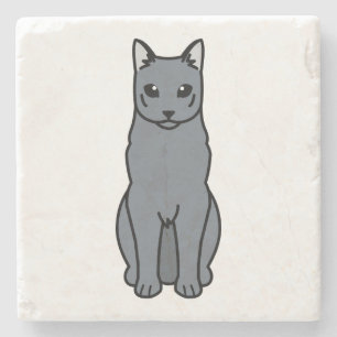 Posavasos De Piedra Dibujo animado ruso del gato azul