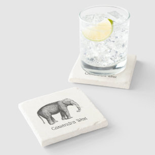 Posavasos De Piedra Dibujo Antiguo de Elefante