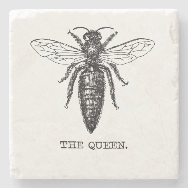 Posavasos De Piedra Dibujo clásico del Ilustracion Queen Bee (Anverso)