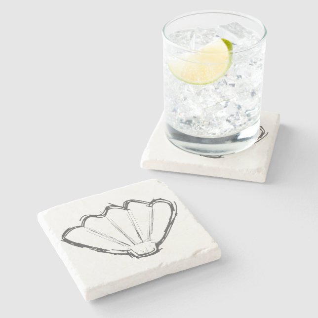 Posavasos De Piedra Dibujo de esbozo de la concha (Lateral)