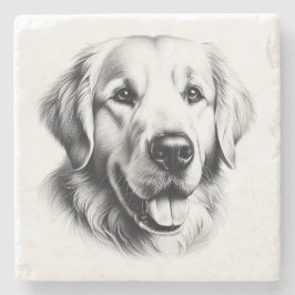 Posavasos De Piedra Dibujo de Golden Retriever