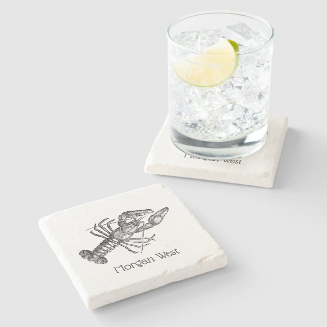 Posavasos De Piedra Dibujo de la langosta #1 (Lateral)