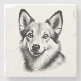 Posavasos De Piedra Dibujo de Lundehund noruego