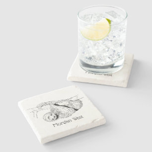 Posavasos De Piedra Dibujo de perezoso Litografía #1