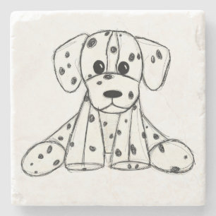 Posavasos De Piedra Dibujo de perro de peluche dálmata contorno simple