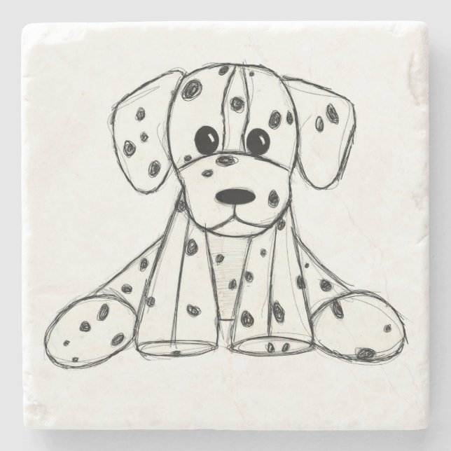 Posavasos De Piedra Dibujo de perros rellenos dálmatas esquema simple  (Anverso)