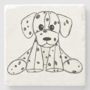 Posavasos De Piedra Dibujo de perros rellenos dálmatas esquema simple 