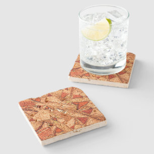 Posavasos De Piedra Dibujo de piedra volcánica pintado de naranja rojo