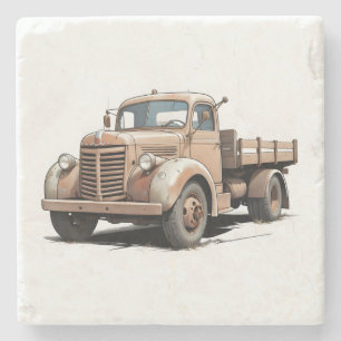 Posavasos De Piedra Dibujo genial de un viejo camión pickup/plataforma